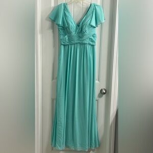 Aqua Flutter Sleeve Maxi Dress.